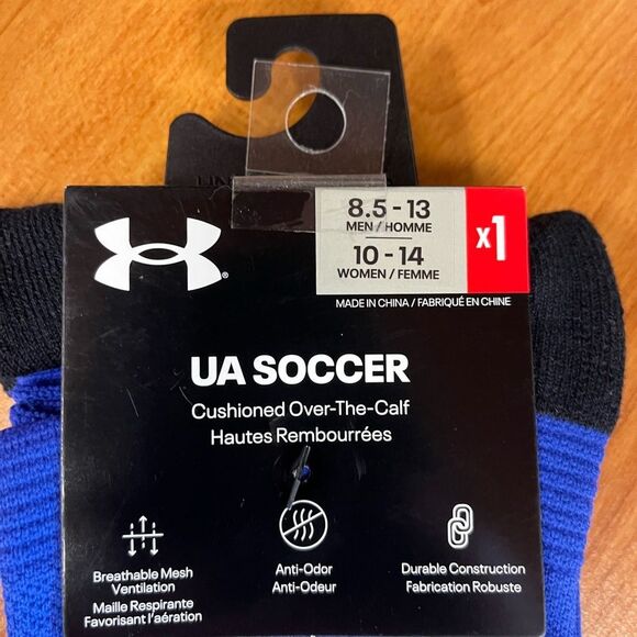 Duke Blue Under Armour 8.5-13 Men's Cushioned Over-The-Calf Socks Womens 10-14 - Picture 2 of 4